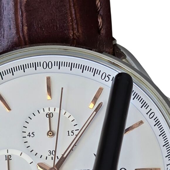 Vincero Men's Watch 43mm Silver Rose Gold Brown Leather - Picture 13 of 16